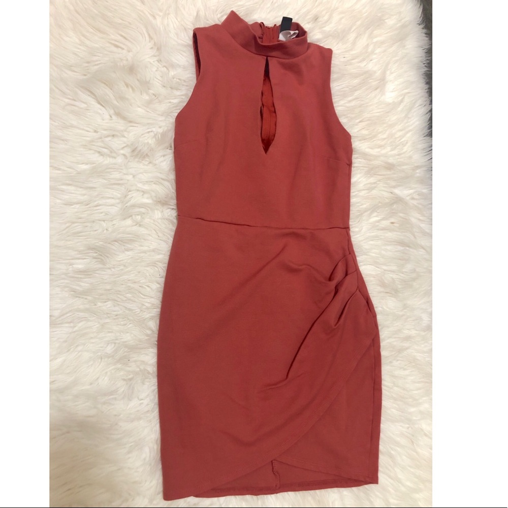 Salmon Fitted Dress